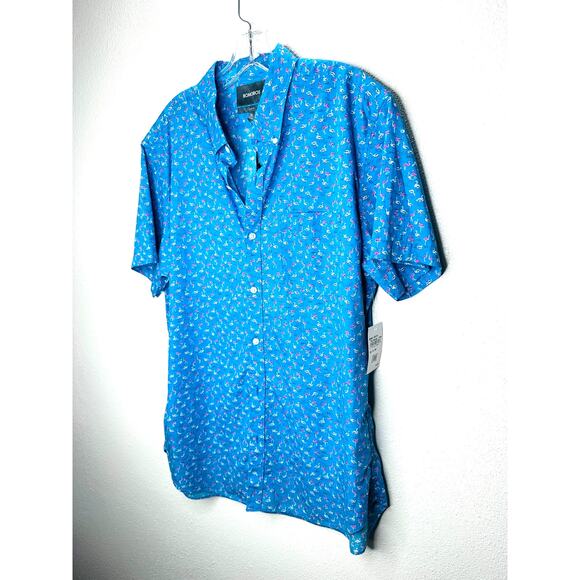 NWT Bonobos Blue with Tiny Pink & White Flamingos Button Shirt XL - Picture 5 of 16